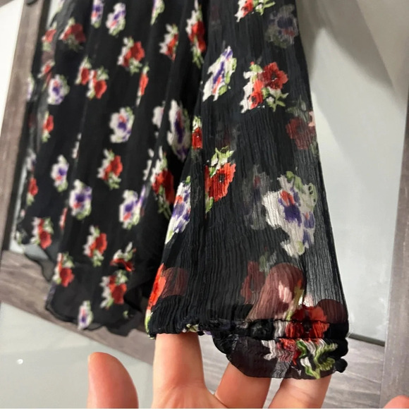 Anthropologie Love Sam Whimsigoth Fairy Grunge Sheer Sleeves Dark Floral Size M - Picture 4 of 7